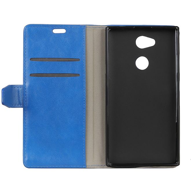 Sony Xperia L2 Handy Hülle - Crazy Horse Leder Case - mit Magnetverschluss und Standfunktion - blau
