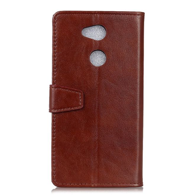 Sony Xperia L2 Handy Hülle - Crazy Horse Leder Case - mit Magnetverschluss und Standfunktion - braun
