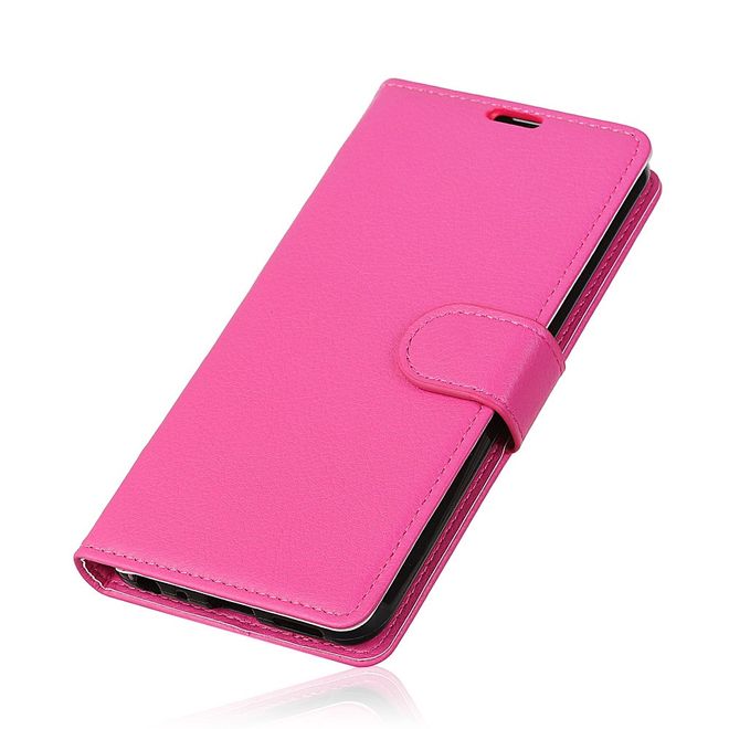 Sony Xperia L2 Handyhülle - Bookcover aus Leder - mit Litchitextur und Standfunktion - rosa