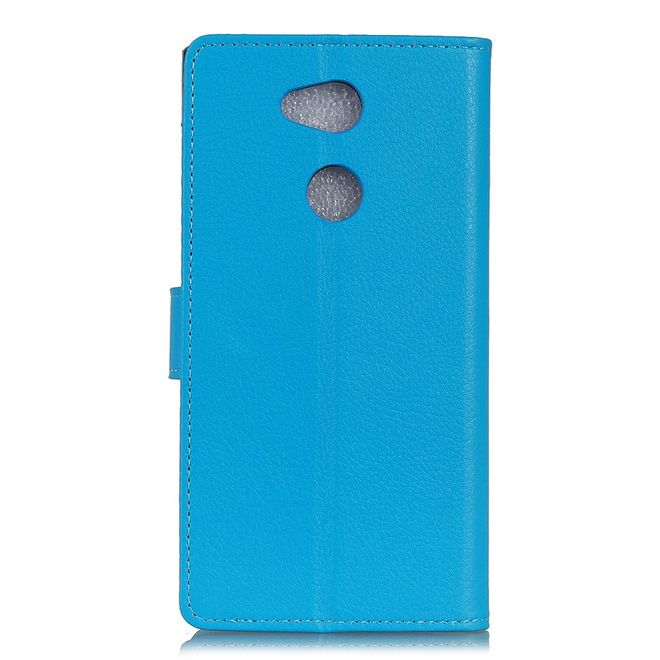 Sony Xperia L2 Handyhülle - Bookcover aus Leder - mit Litchitextur und Standfunktion - blau
