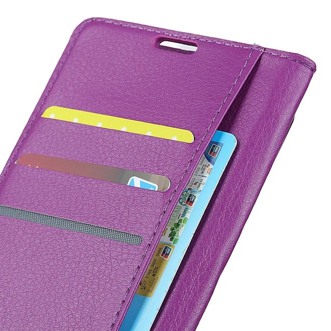 Sony Xperia L2 Handyhülle - Bookcover aus Leder - mit Litchitextur und Standfunktion - purpur