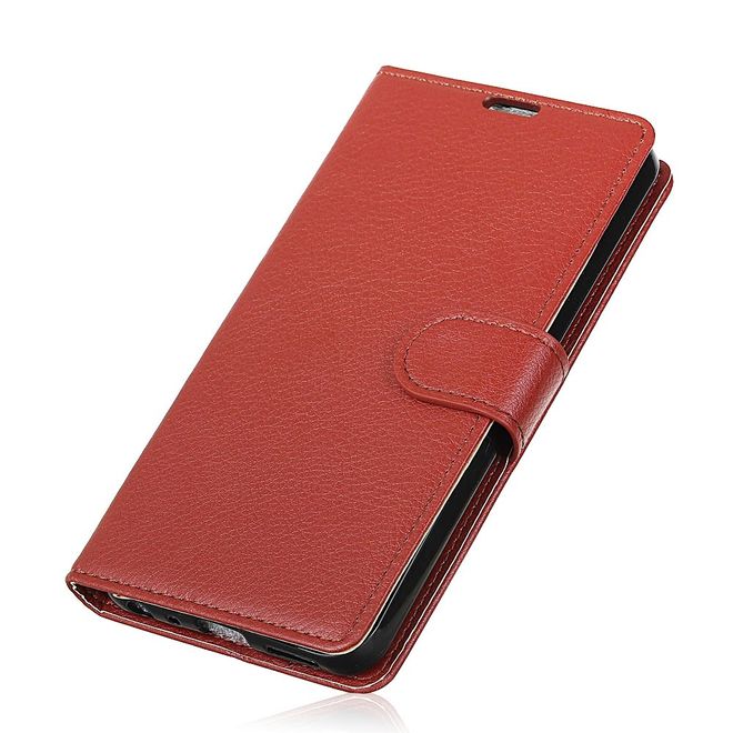 Sony Xperia L2 Handyhülle - Bookcover aus Leder - mit Litchitextur und Standfunktion - braun