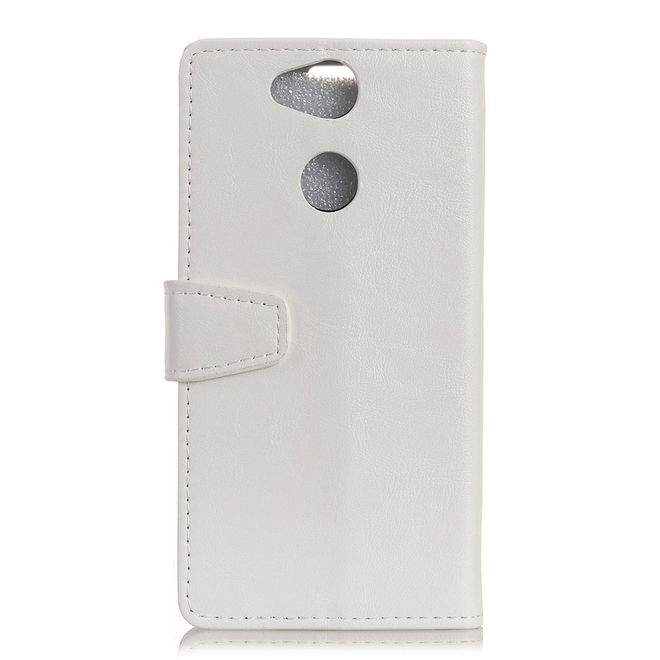 Sony Xperia XA2 Handyhülle - Crazy Horse Leder Case - mit Standfunktion - weiss