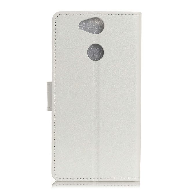 Sony Xperia XA2 Handy Hülle - Bookcover aus Leder - mit Litchitextur und Standfunktion - weiss