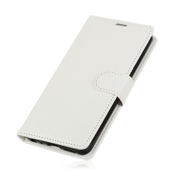 Sony Xperia XA2 Handy Hülle - Bookcover aus Leder - mit Litchitextur und Standfunktion - weiss