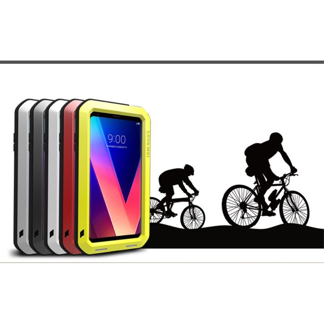 Love Mei - LG V30 Hülle - Case aus Metall und Schutzglas - Powerful Series - silber