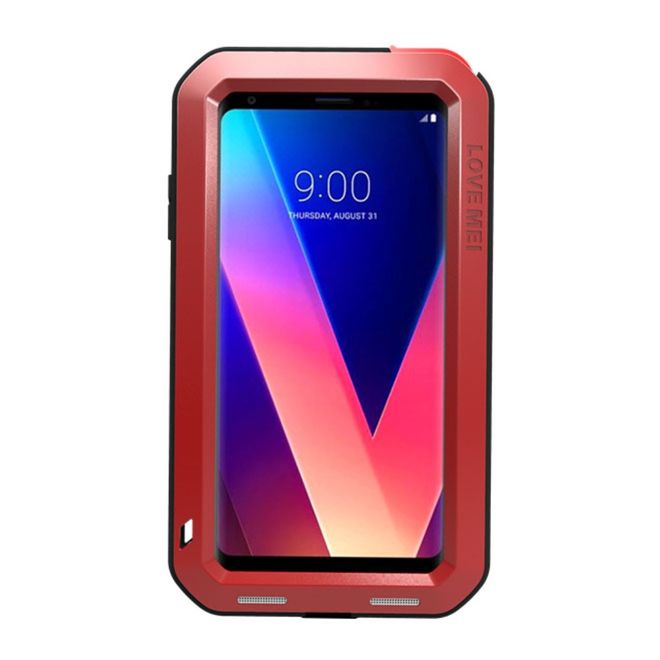 Love Mei - LG V30 Hülle - Case aus Metall und Schutzglas - Powerful Series - rot