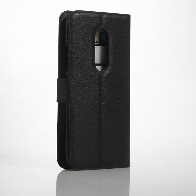 ZTE Axon 7 Handyhülle - Case aus Leder - mit Litchitextur und Standfunktion - schwarz