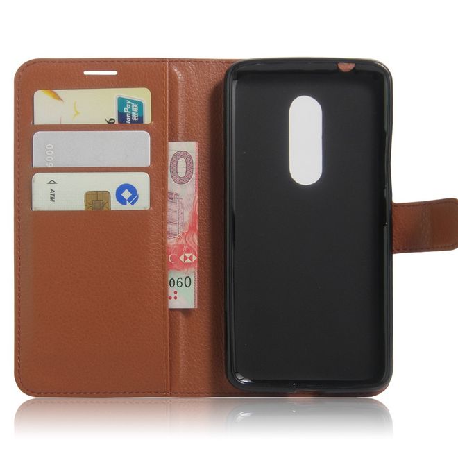 ZTE Axon 7 Handyhülle - Case aus Leder - mit Litchitextur und Standfunktion - braun
