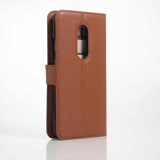 ZTE Axon 7 Handyhülle - Case aus Leder - mit Litchitextur und Standfunktion - braun