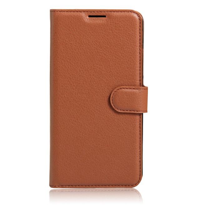ZTE Axon 7 Handyhülle - Case aus Leder - mit Litchitextur und Standfunktion - braun