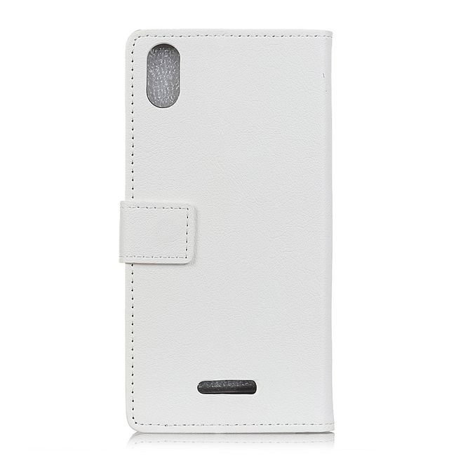 Wiko Lenny 4 Plus Handy Hülle - Bookcover Case aus Leder - mit Standfunktion - weiss