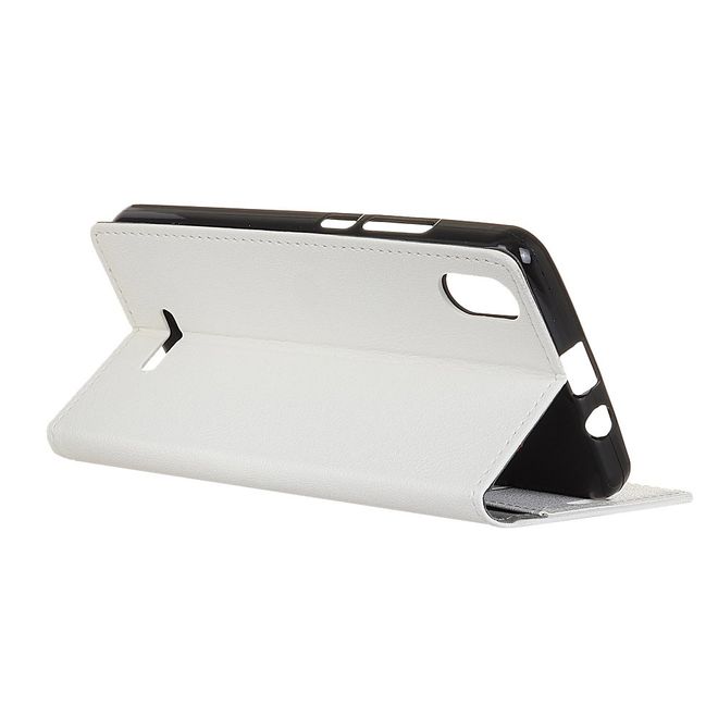 Wiko Lenny 4 Plus Handy Hülle - Bookcover Case aus Leder - mit Standfunktion - weiss