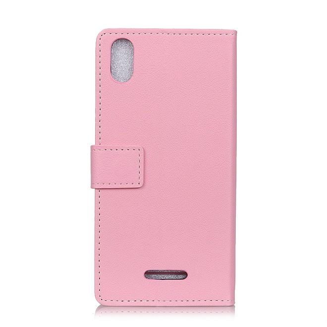 Wiko Lenny 4 Plus Handy Hülle - Bookcover Case aus Leder - mit Standfunktion - pink