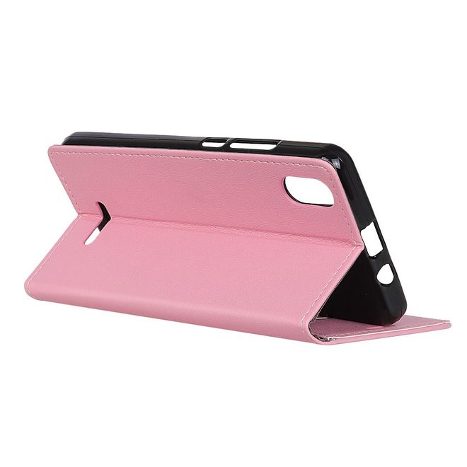 Wiko Lenny 4 Plus Handy Hülle - Bookcover Case aus Leder - mit Standfunktion - pink