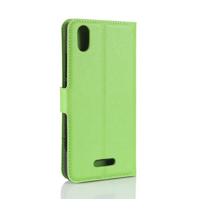 Wiko Lenny 4 Plus Handyhülle - Case aus Leder - mit Magnetverschluss und Litchitextur - grün