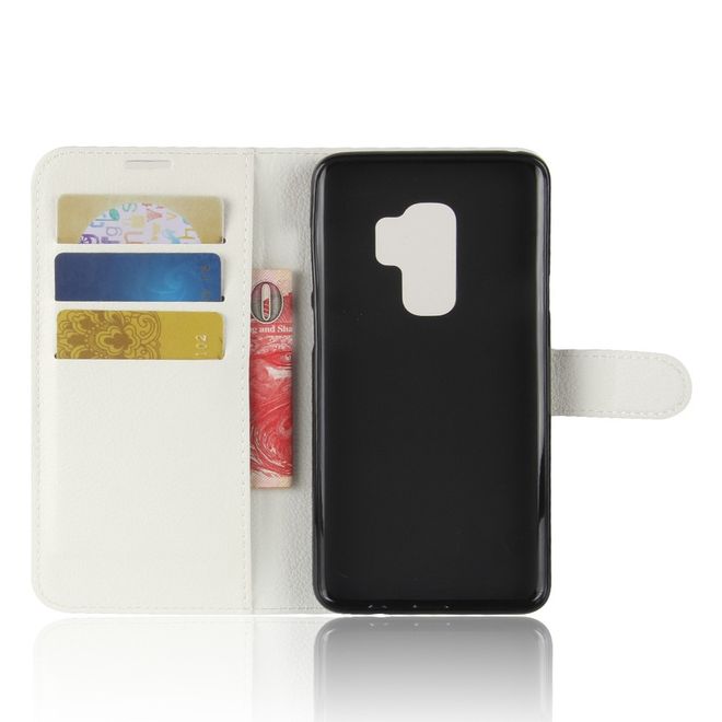Samsung Galaxy S9 Plus Handy Hülle - Bookcover aus Leder - mit Standfunktion - weiss