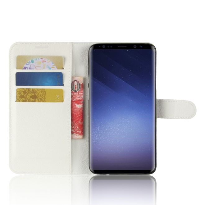 Samsung Galaxy S9 Plus Handy Hülle - Bookcover aus Leder - mit Standfunktion - weiss