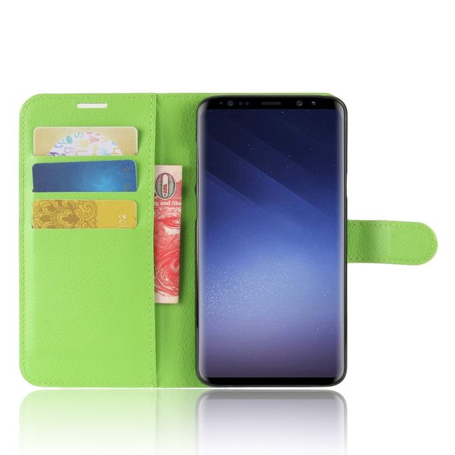 Samsung Galaxy S9 Plus Handy Hülle - Bookcover aus Leder - mit Standfunktion - grün