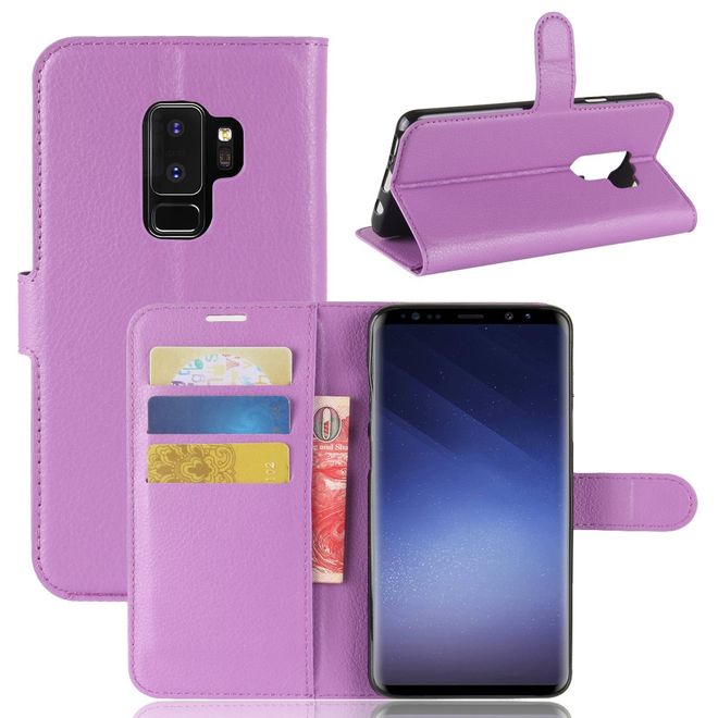 Samsung Galaxy S9 Plus Handy Hülle - Bookcover aus Leder - mit Standfunktion - purpur