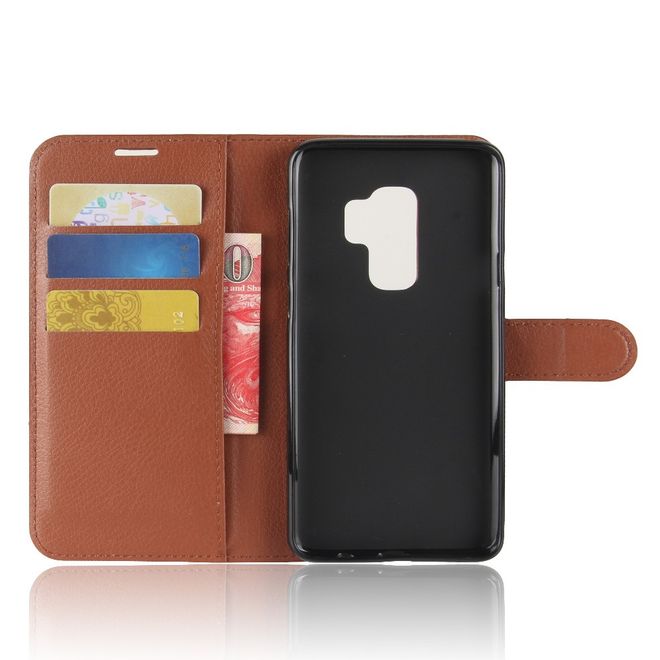 Samsung Galaxy S9 Plus Handy Hülle - Bookcover aus Leder - mit Standfunktion - braun