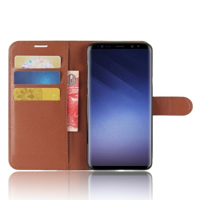Samsung Galaxy S9 Plus Handy Hülle - Bookcover aus Leder - mit Standfunktion - braun