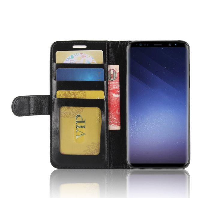 Samsung Galaxy S9 Handy Hülle - Crazy Horse Leder Cover - mit Standfunktion - schwarz