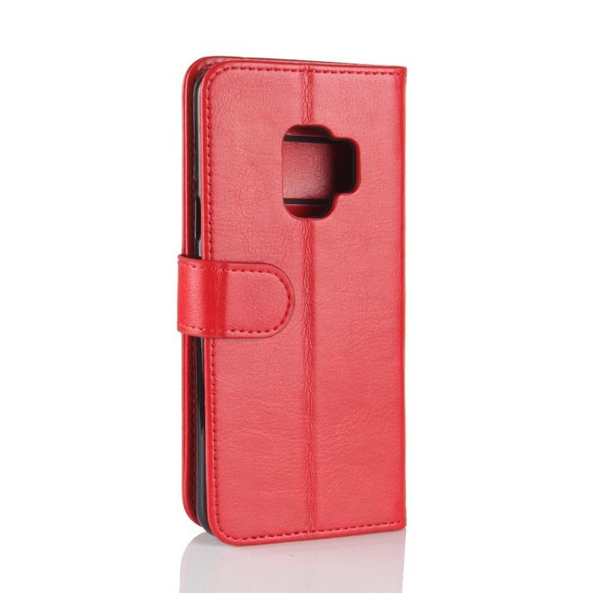Samsung Galaxy S9 Handy Hülle - Crazy Horse Leder Cover - mit Standfunktion - rot