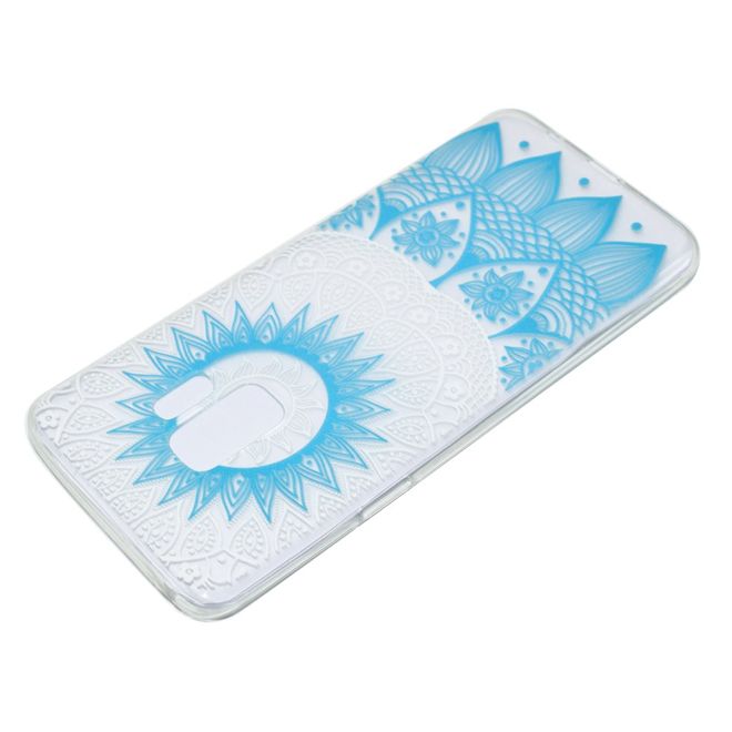 Samsung Galaxy S9 Plus Handy Case - Hülle aus elastischem TPU Plastik - blaues Mandala