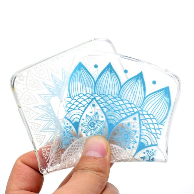 Samsung Galaxy S9 Plus Handy Case - Hülle aus elastischem TPU Plastik - blaues Mandala