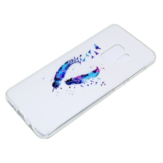Samsung Galaxy S9 Plus Handy Case - Hülle aus elastischem TPU Plastik - farbige Federn