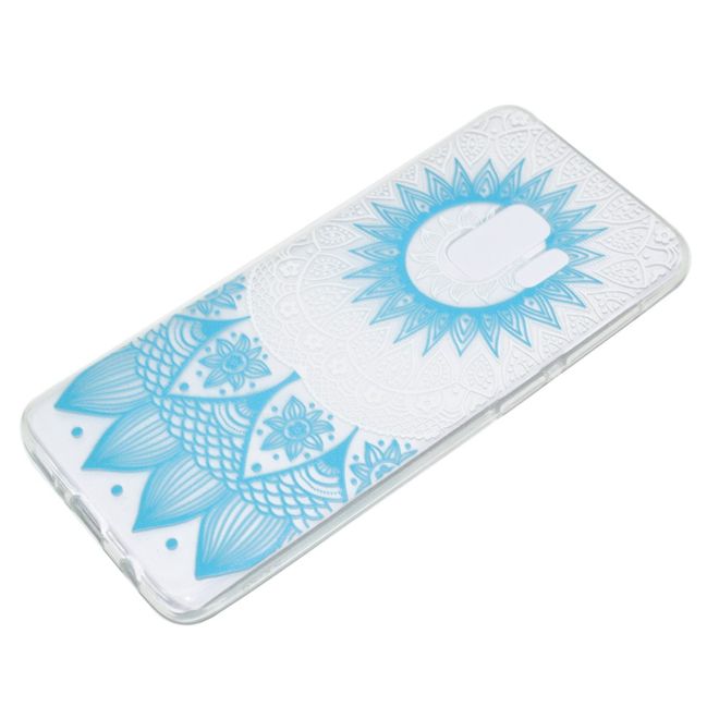 Samsung Galaxy S9 Handy Case - Hülle aus elastischem TPU Plastik - blaues Mandala