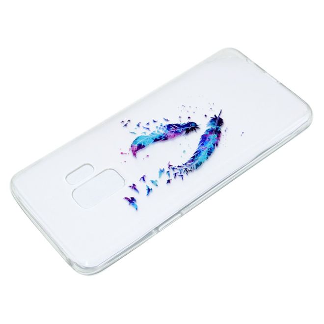 Samsung Galaxy S9 Handy Case - Hülle aus elastischem TPU Plastik - farbige Federn