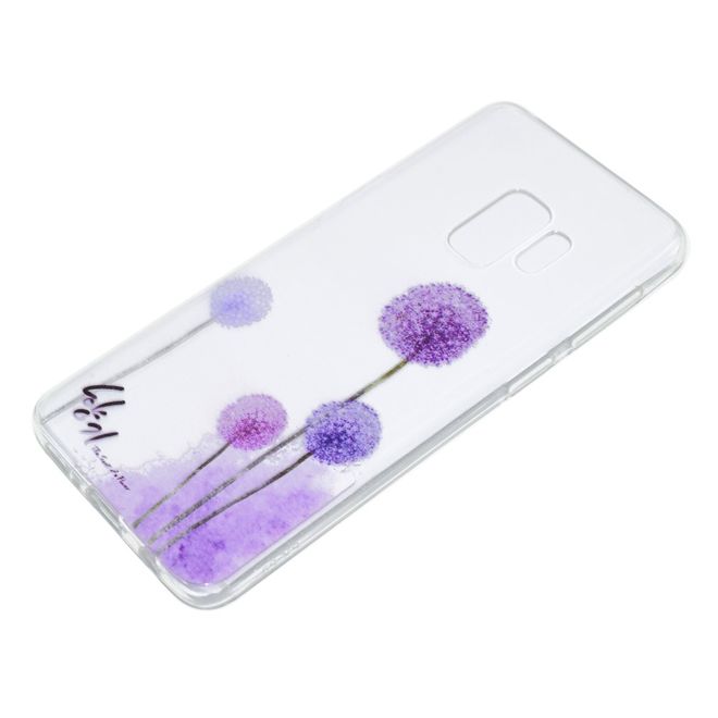 Samsung Galaxy S9 Handy Case - Hülle aus elastischem TPU Plastik - purpurner Löwenzahn