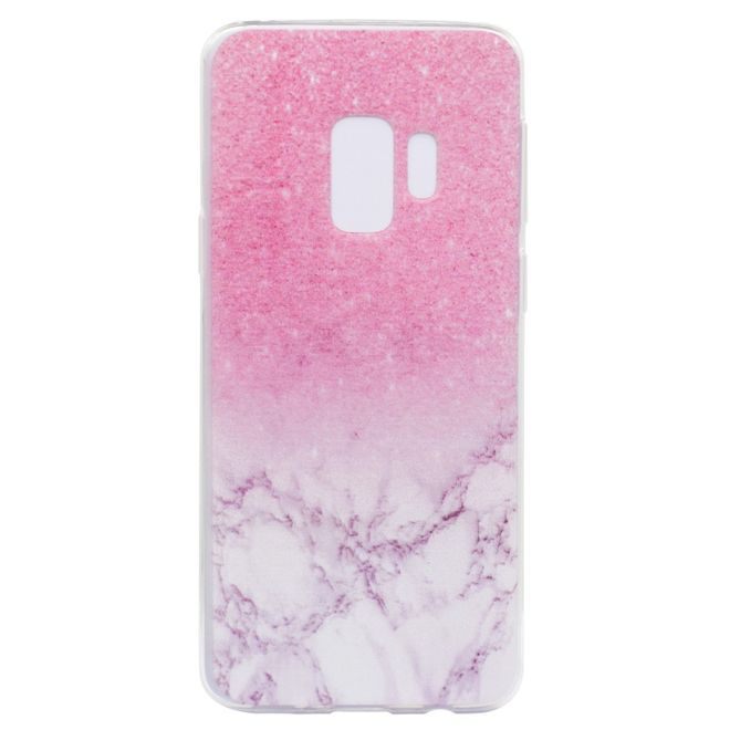 Samsung Galaxy S9 Handy Case - Hülle aus elastischem TPU Plastik - pinkes Marmormuster