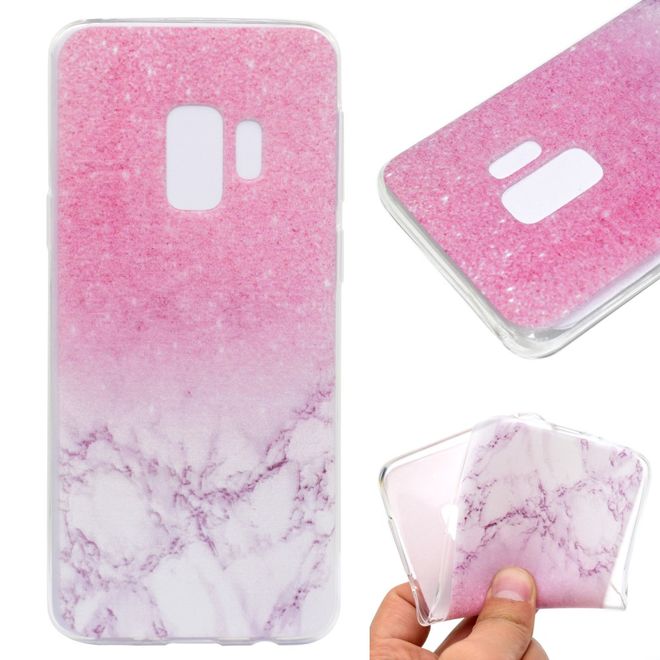 Samsung Galaxy S9 Handy Case - Hülle aus elastischem TPU Plastik - pinkes Marmormuster