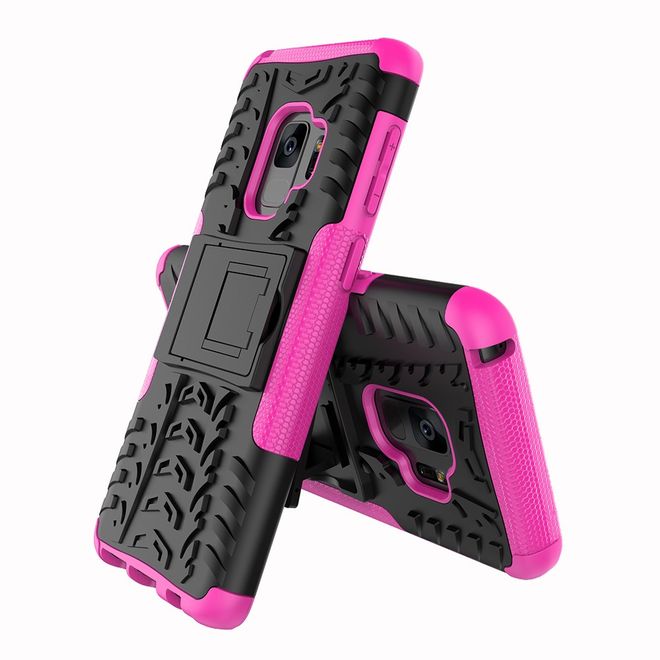 Samsung Galaxy S9 Hülle - Robustes Handy Case aus Plastik - mit Kickstand - rosa