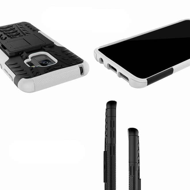 Samsung Galaxy S9 Plus Hülle - Robustes Handy Case aus Plastik - mit Kickstand - weiss