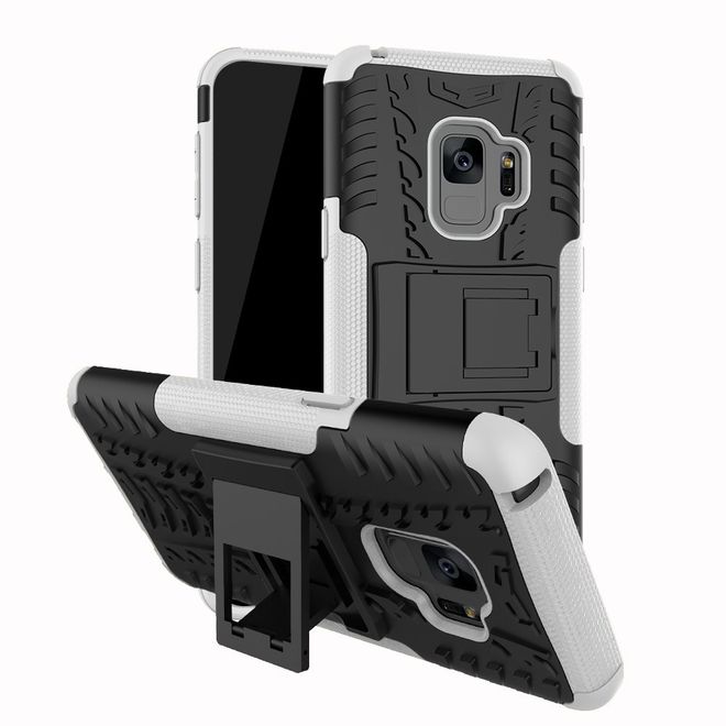 Samsung Galaxy S9 Plus Hülle - Robustes Handy Case aus Plastik - mit Kickstand - weiss