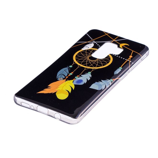 Samsung Galaxy S9 Handy Hülle - Fluoreszierendes Case aus flexiblem Plastik - Traumfänger aus Federn