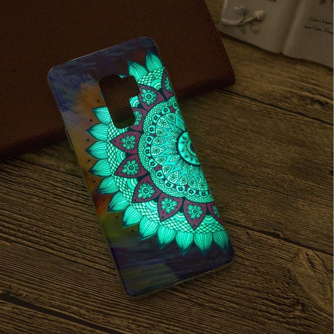 Samsung Galaxy S9 Handy Hülle - Fluoreszierendes Case aus flexiblem Plastik - farbige Mandala Blume