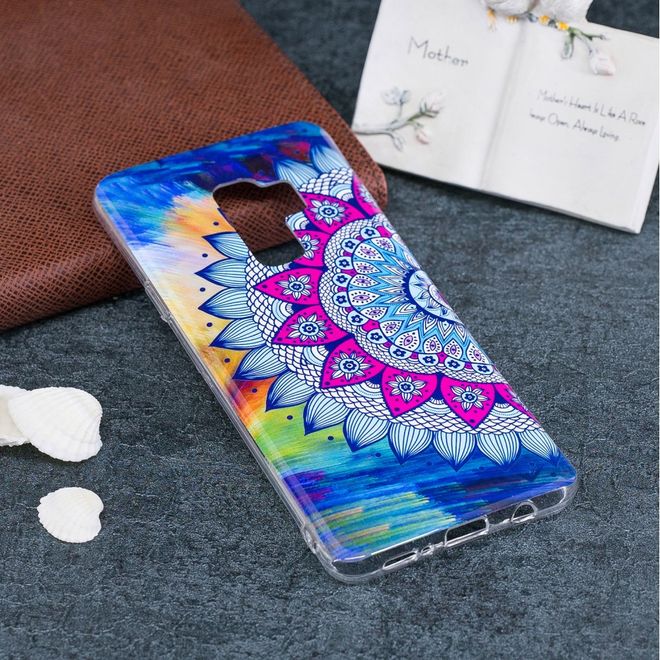 Samsung Galaxy S9 Handy Hülle - Fluoreszierendes Case aus flexiblem Plastik - farbige Mandala Blume