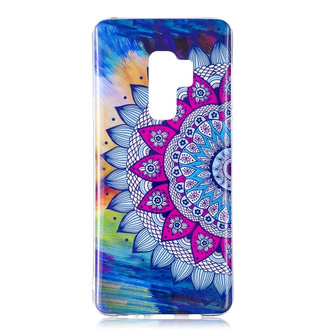 Samsung Galaxy S9 Handy Hülle - Fluoreszierendes Case aus flexiblem Plastik - farbige Mandala Blume