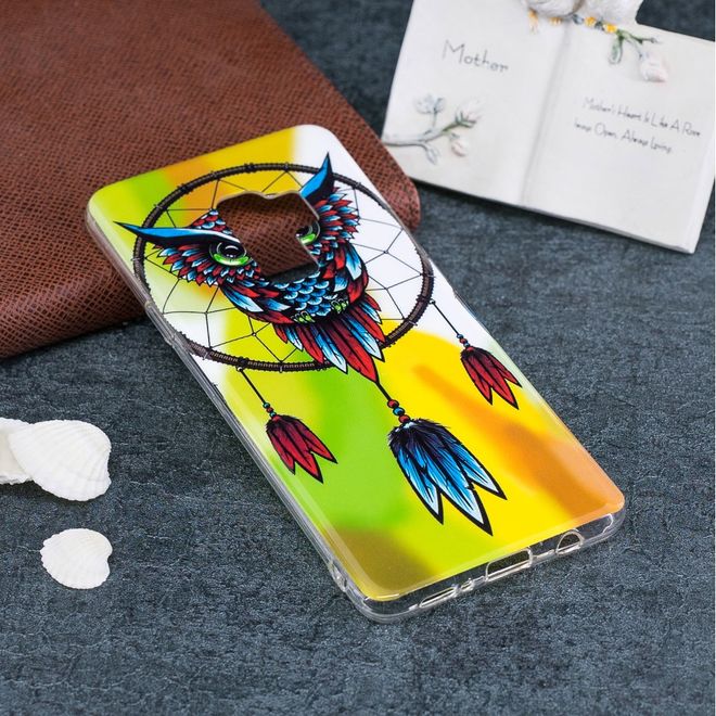 Samsung Galaxy S9 Plus Handy Hülle - Fluoreszierendes Case aus flexiblem Plastik - Eule und Traumfänger