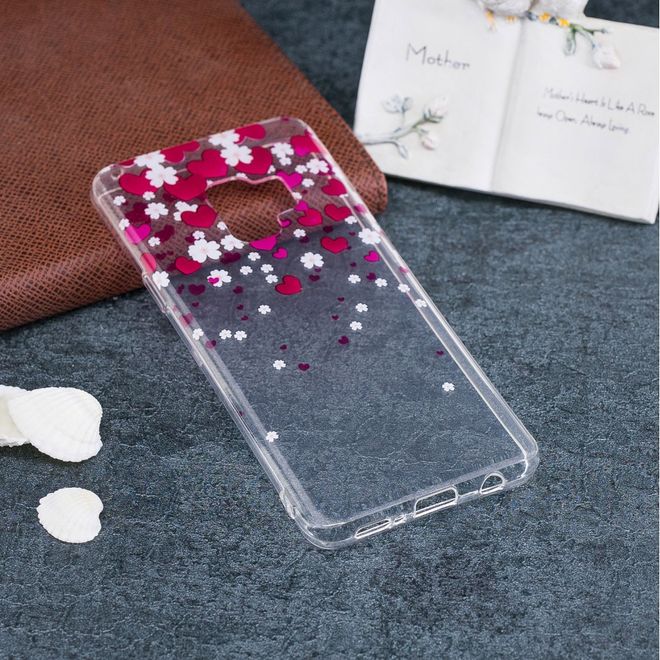 Samsung Galaxy S9 Plus Handy Case - Hülle aus flexiblem TPU Plastik - Herz und Blumen