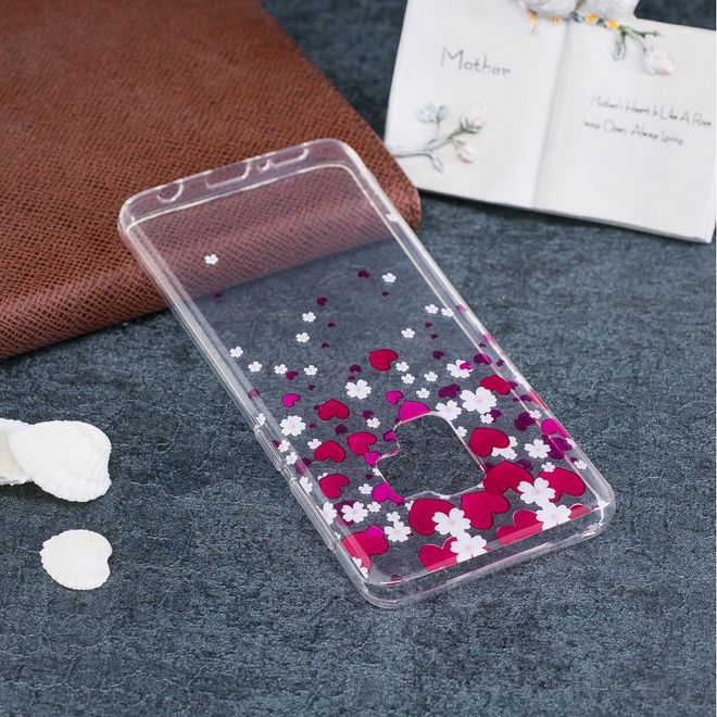 Samsung Galaxy S9 Plus Handy Case - Hülle aus flexiblem TPU Plastik - Herz und Blumen