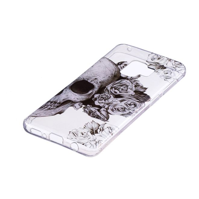 Samsung Galaxy S9 Plus Handy Case - Hülle aus flexiblem TPU Plastik - Totenkopf mit Rosen