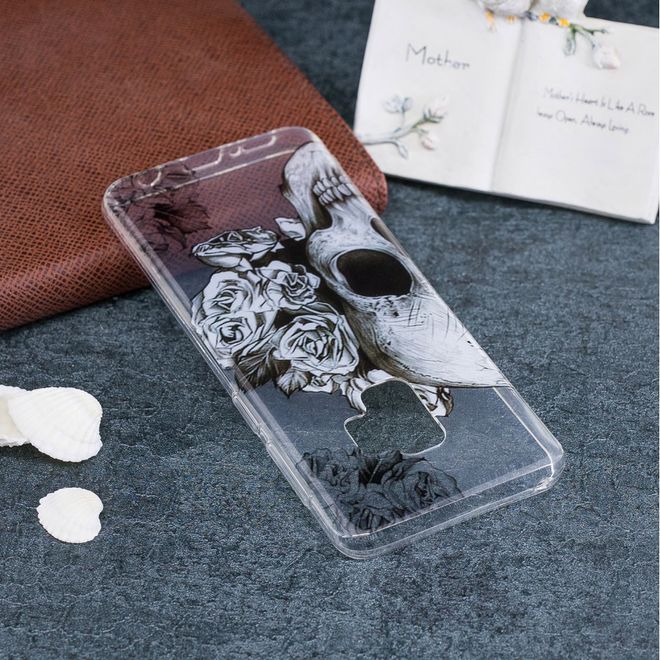 Samsung Galaxy S9 Plus Handy Case - Hülle aus flexiblem TPU Plastik - Totenkopf mit Rosen