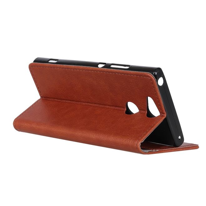 Sony Xperia XA2 Handyhülle - Crazy Horse Leder Case - mit Standfunktion - braun