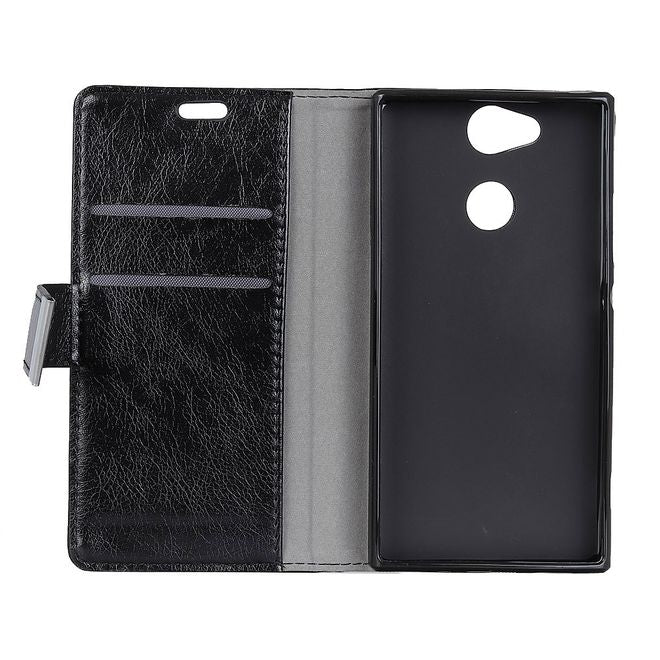 Sony Xperia XA2 Handy Case - Hülle aus Leder - mit Standfunktion - schwarz